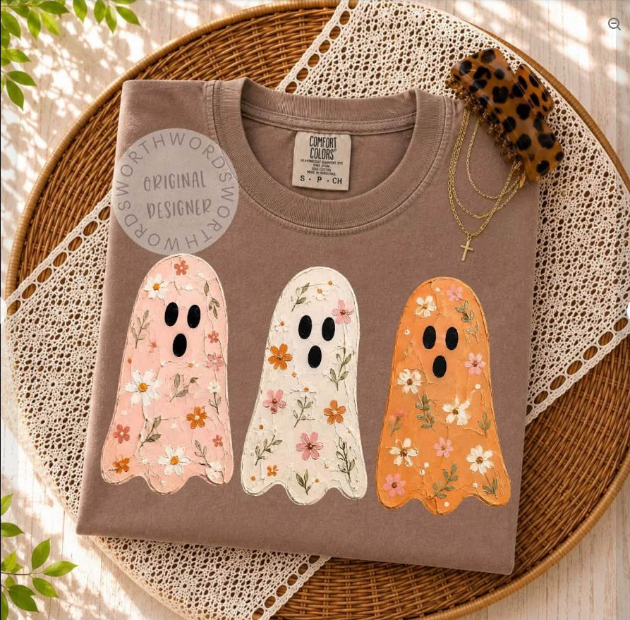 Floral Ghost Trio Tee | Comfort Colors approved design mockup