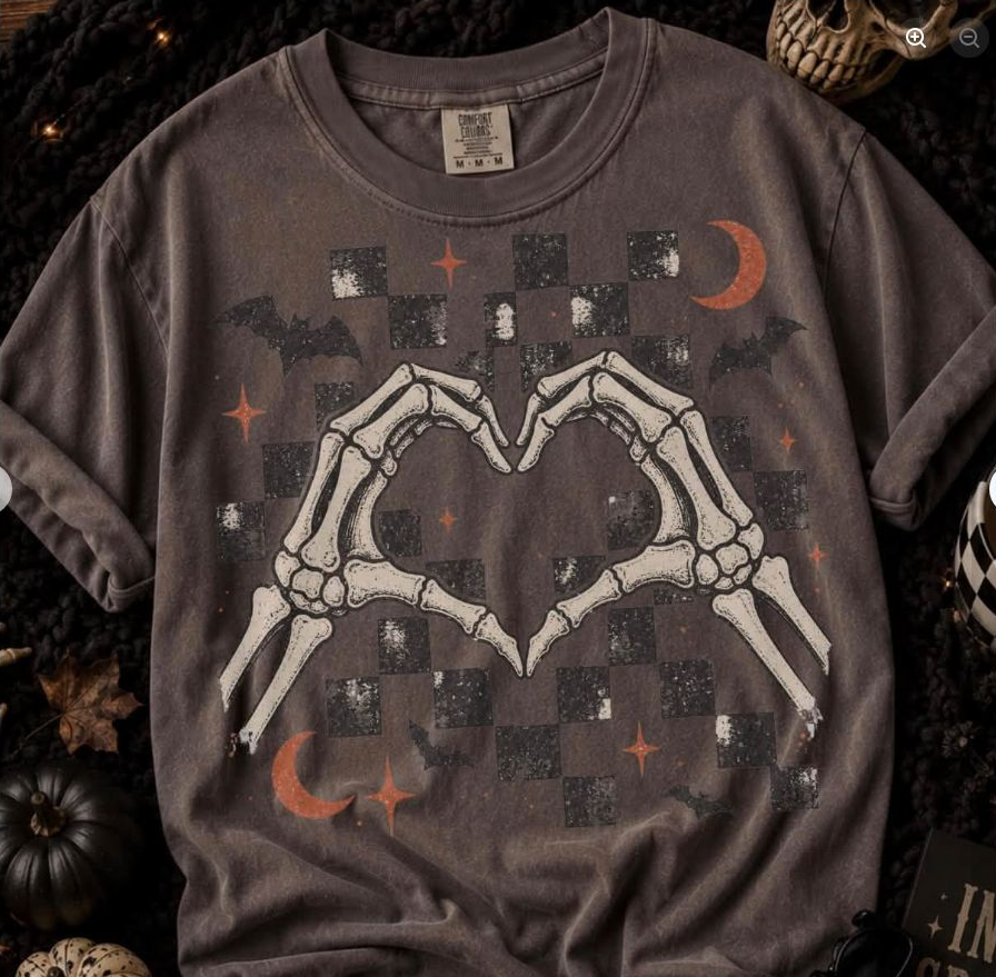 Skeleton Heart Hands Tee | Comfort Colors approved design mockup
