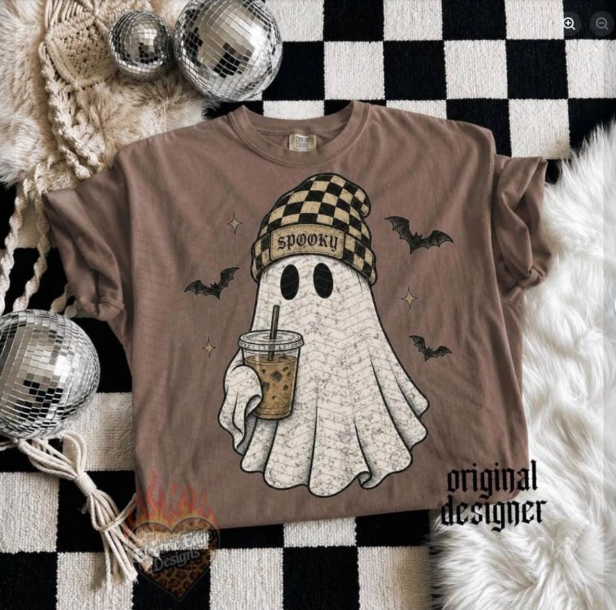 Spooky Ghost Coffee Tee | Comfort Colors approved design mockup