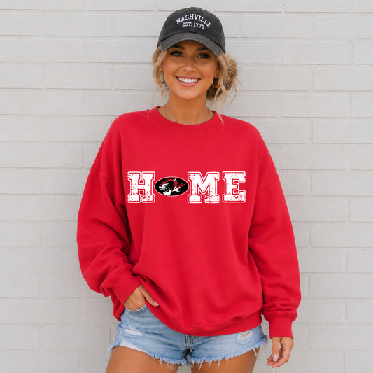 Houston Tigers HOME design on a red crewneck