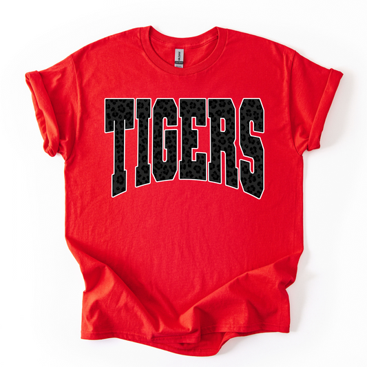 Houston Tigers Leopard Lettering on red Gildan T-shirt