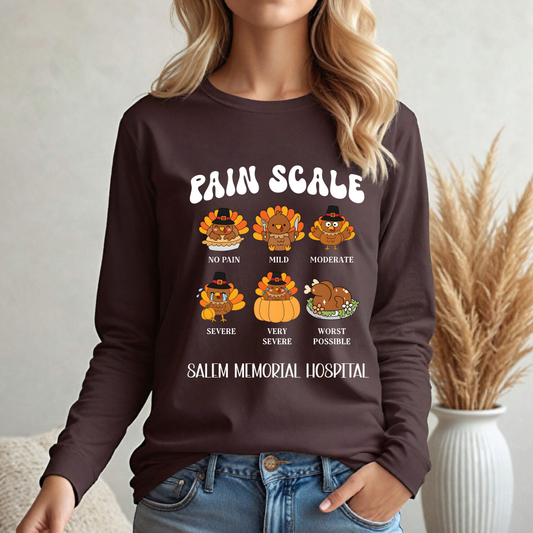SMDH Turkey Pain Scale Long Sleeve T-Shirt – Dark Brown
