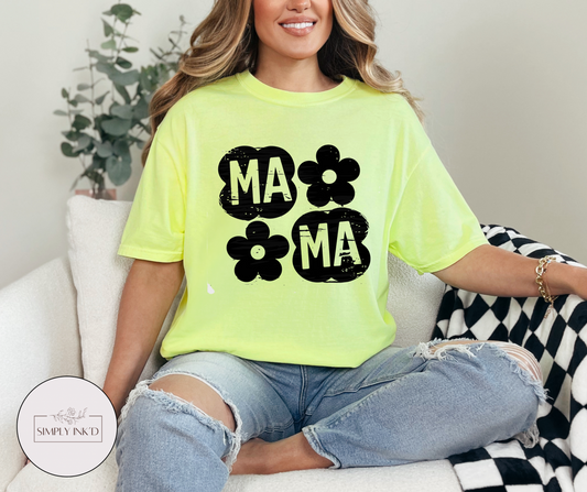Retro Flower Mama Tee | Comfort Colors shown on a real Comfort Colors shirt