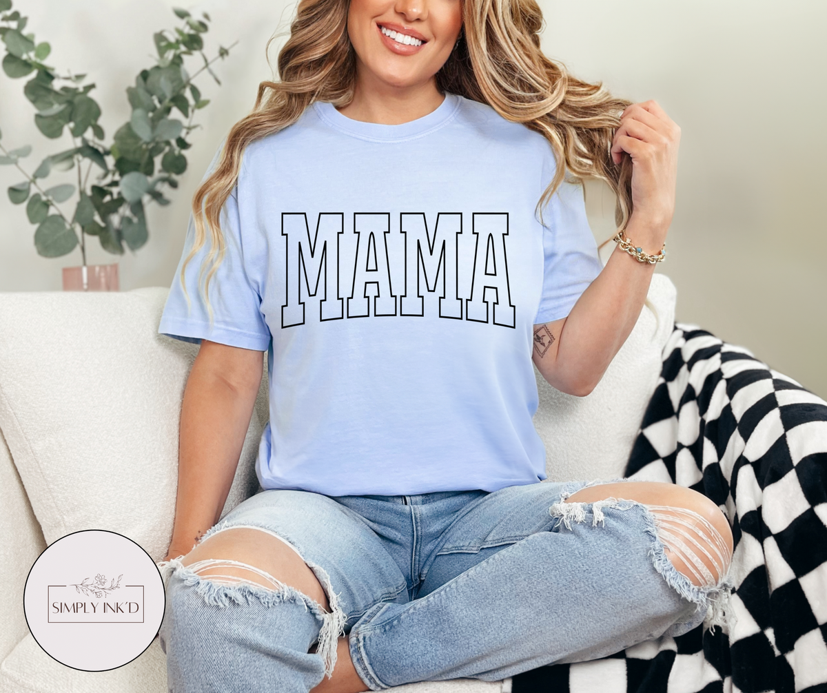 Classic Blue Mama Tee | Comfort Colors shown on a real Comfort Colors shirt