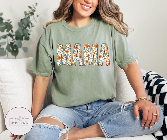 Wildflower Mama Tee | Comfort Colors shown on a real Comfort Colors shirt
