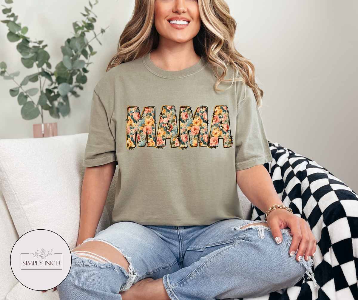 Floral Mama Tee | Comfort Colors shown on a real Comfort Colors shirt