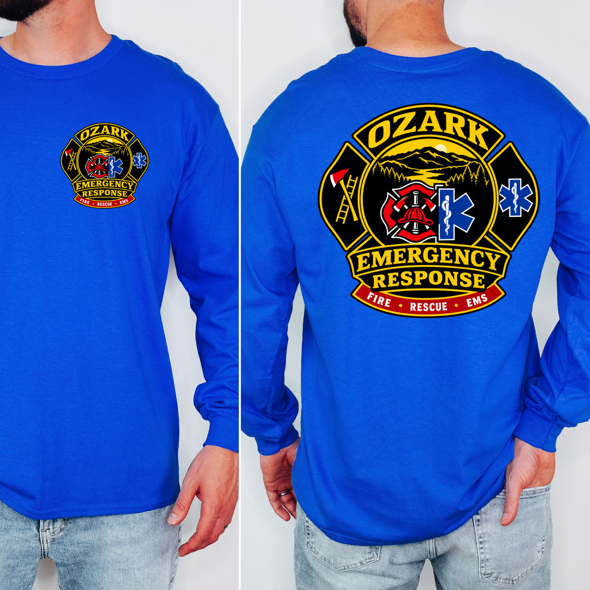 Ozark Emergency Response Long Sleeve Royal Blue front and back