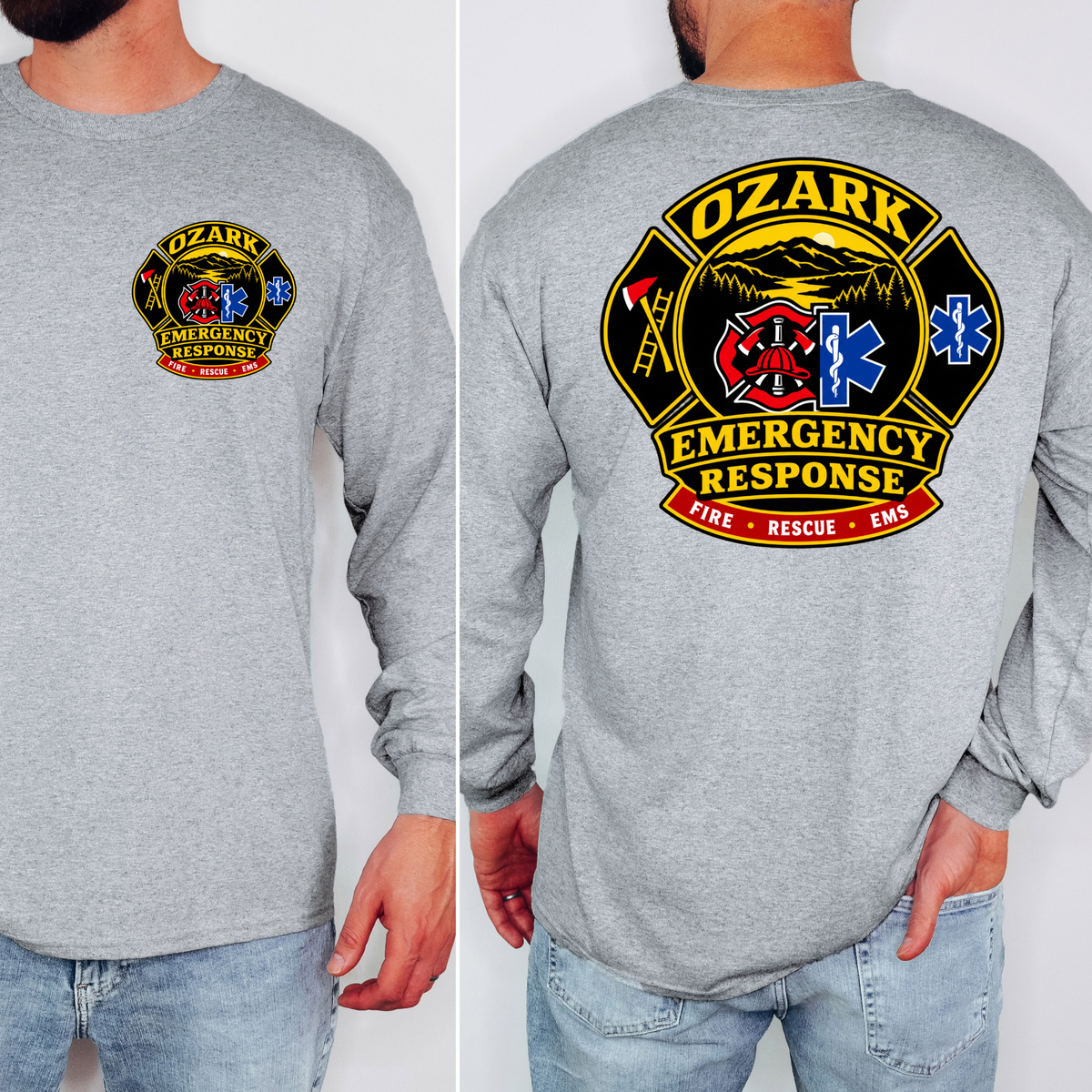 Ozark Emergency Response Long Sleeve Sport Grey front and back