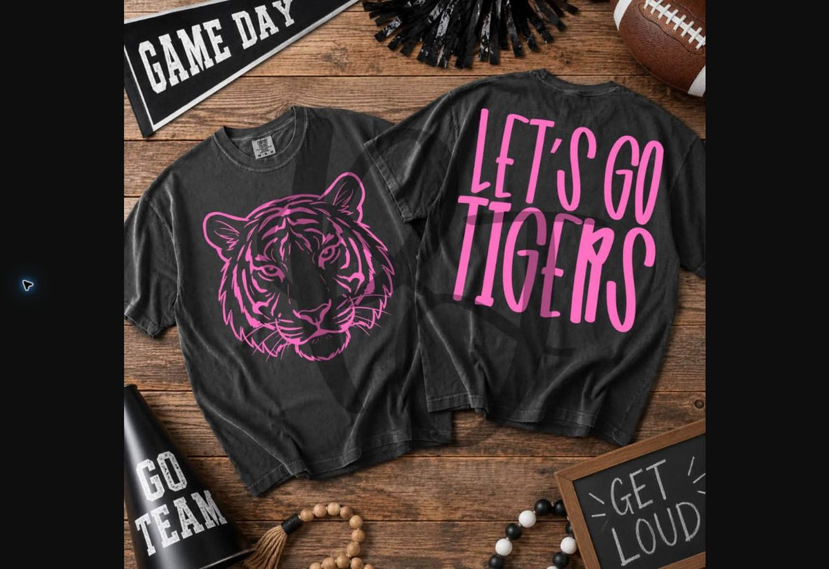 Let's Go Tigers Pink Out Tee – Black mockup