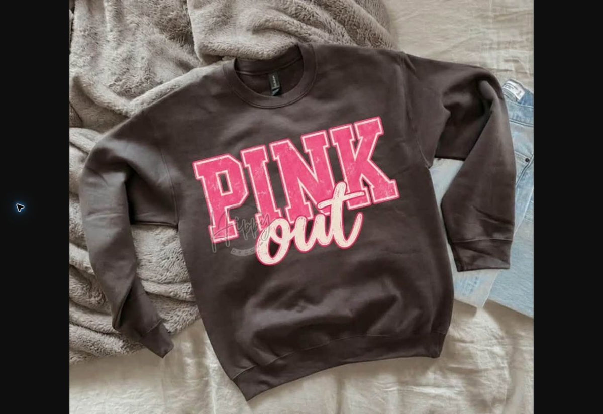Pink Out Script Crewneck Sweatshirt – Charcoal mockup