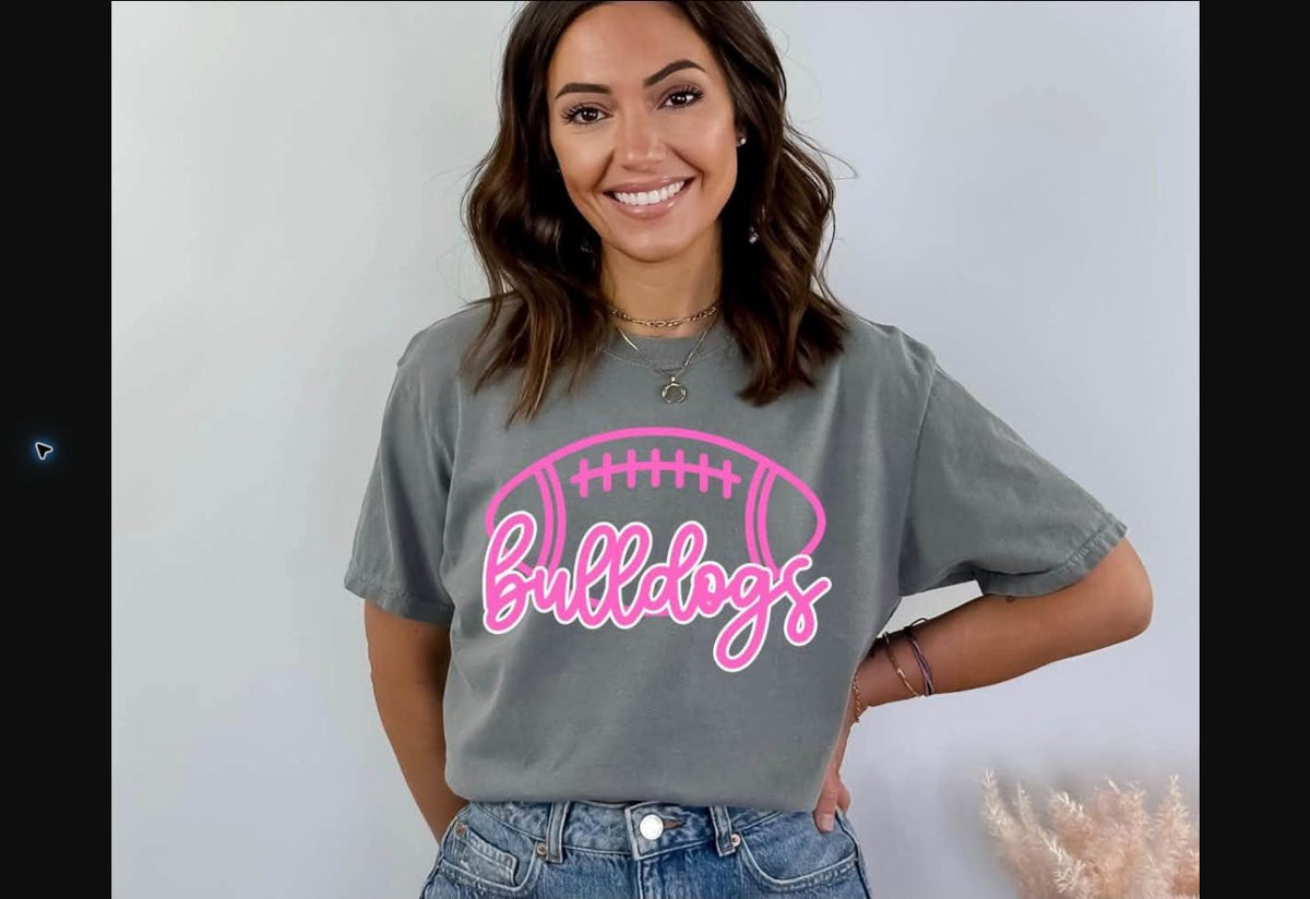 Bulldogs Pink Out Football Tee – Charcoal Stripe mockup