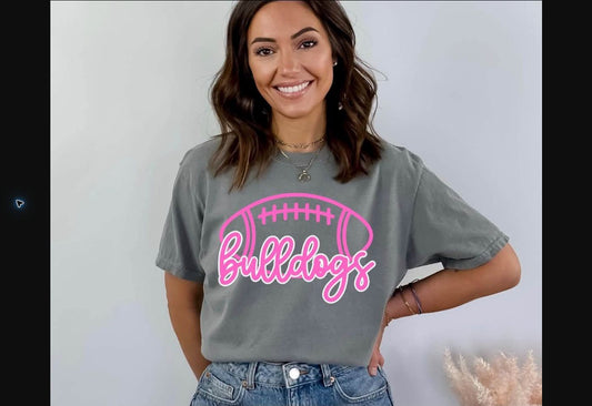 Bulldogs Pink Out Football Tee – Charcoal Stripe mockup