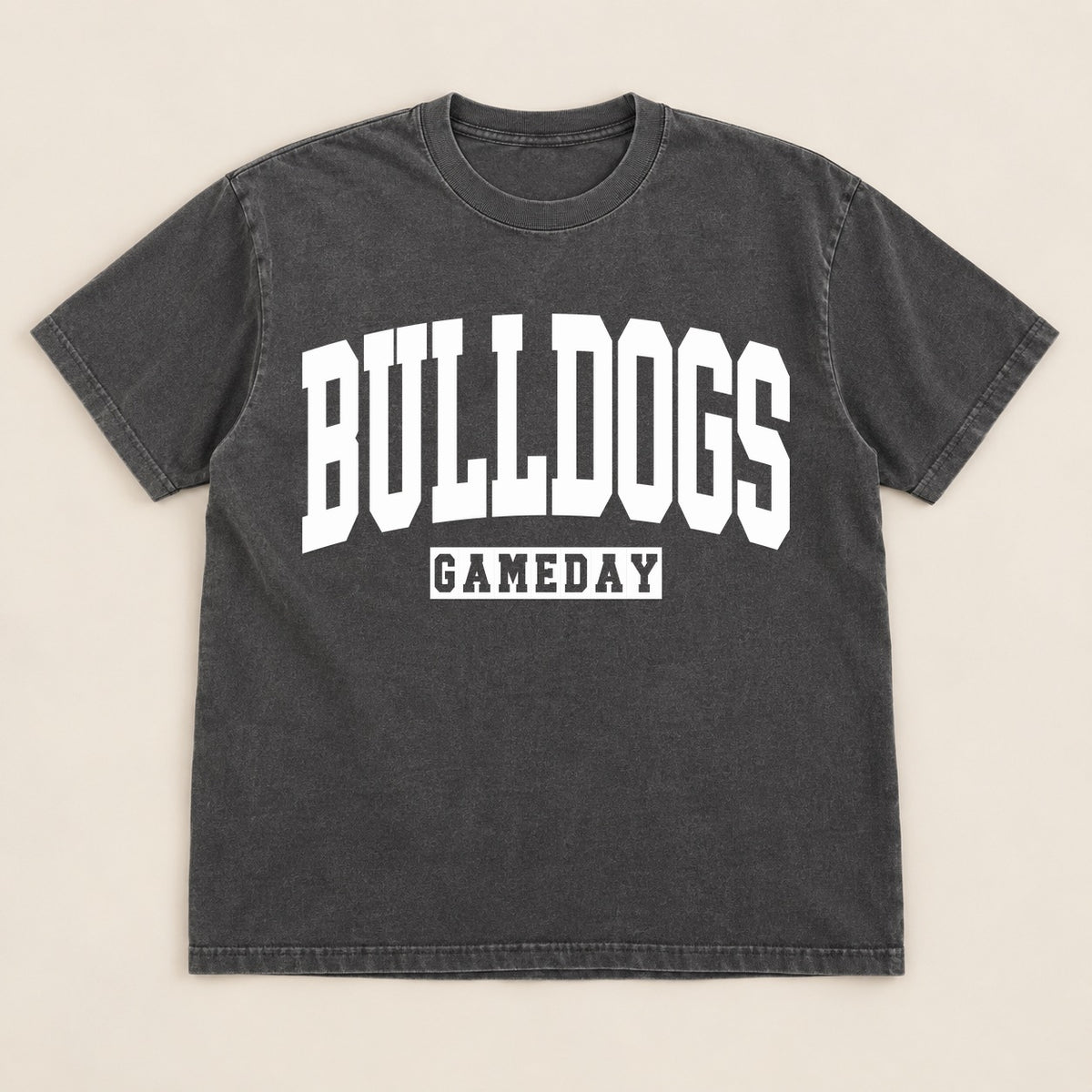 Bulldogs Gameday Varsity Tee on a real Comfort Colors shirt