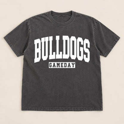 Bulldogs Gameday Varsity Tee on a real Comfort Colors shirt