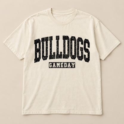 Bulldogs Gameday Varsity Grunge Tee on a real Comfort Colors shirt