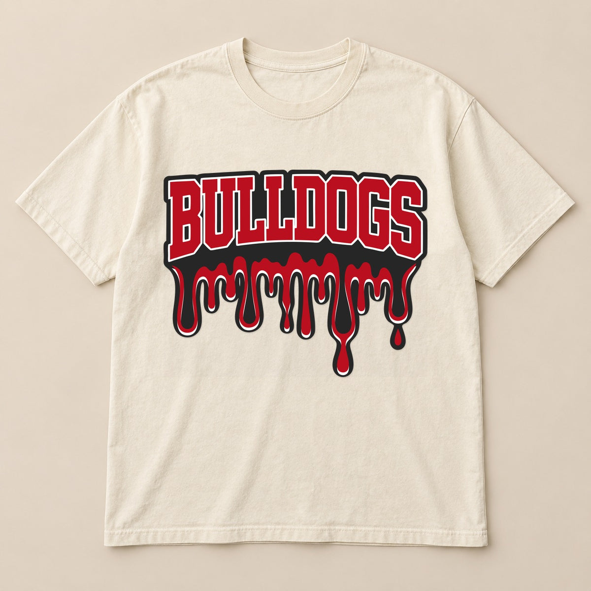 Bulldogs Drip Tee on a real Comfort Colors shirt