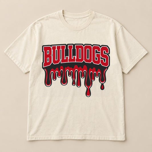 Bulldogs Drip Tee on a real Comfort Colors shirt