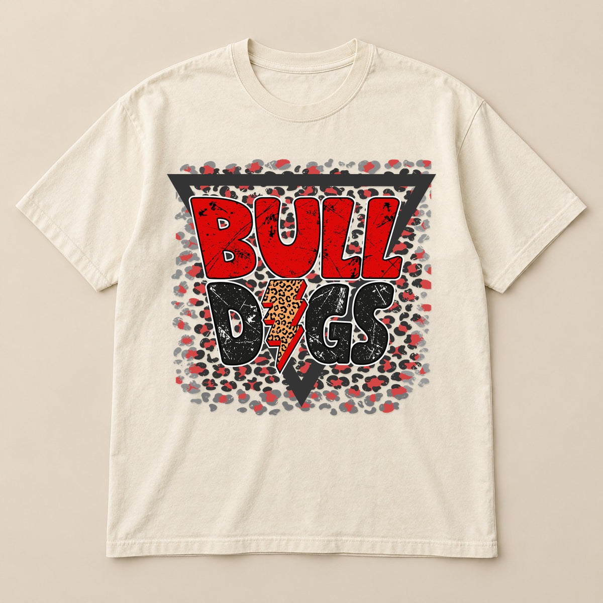 Bulldogs Leopard Lightning Tee on a real Comfort Colors shirt