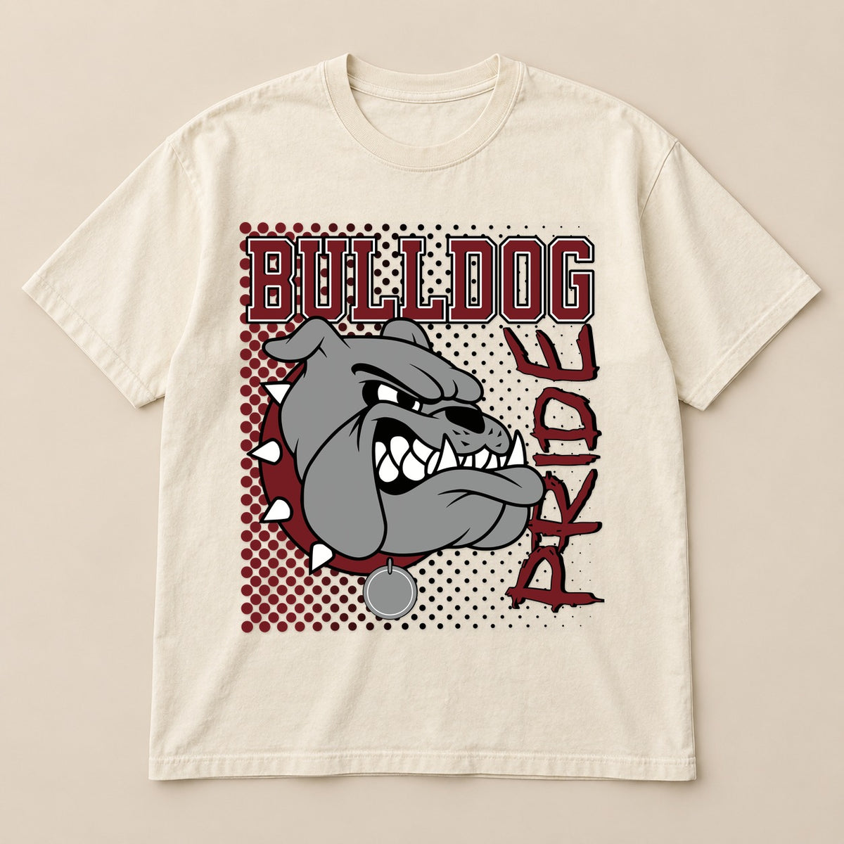 Bulldog Pride 80s Tee on a real Comfort Colors shirt