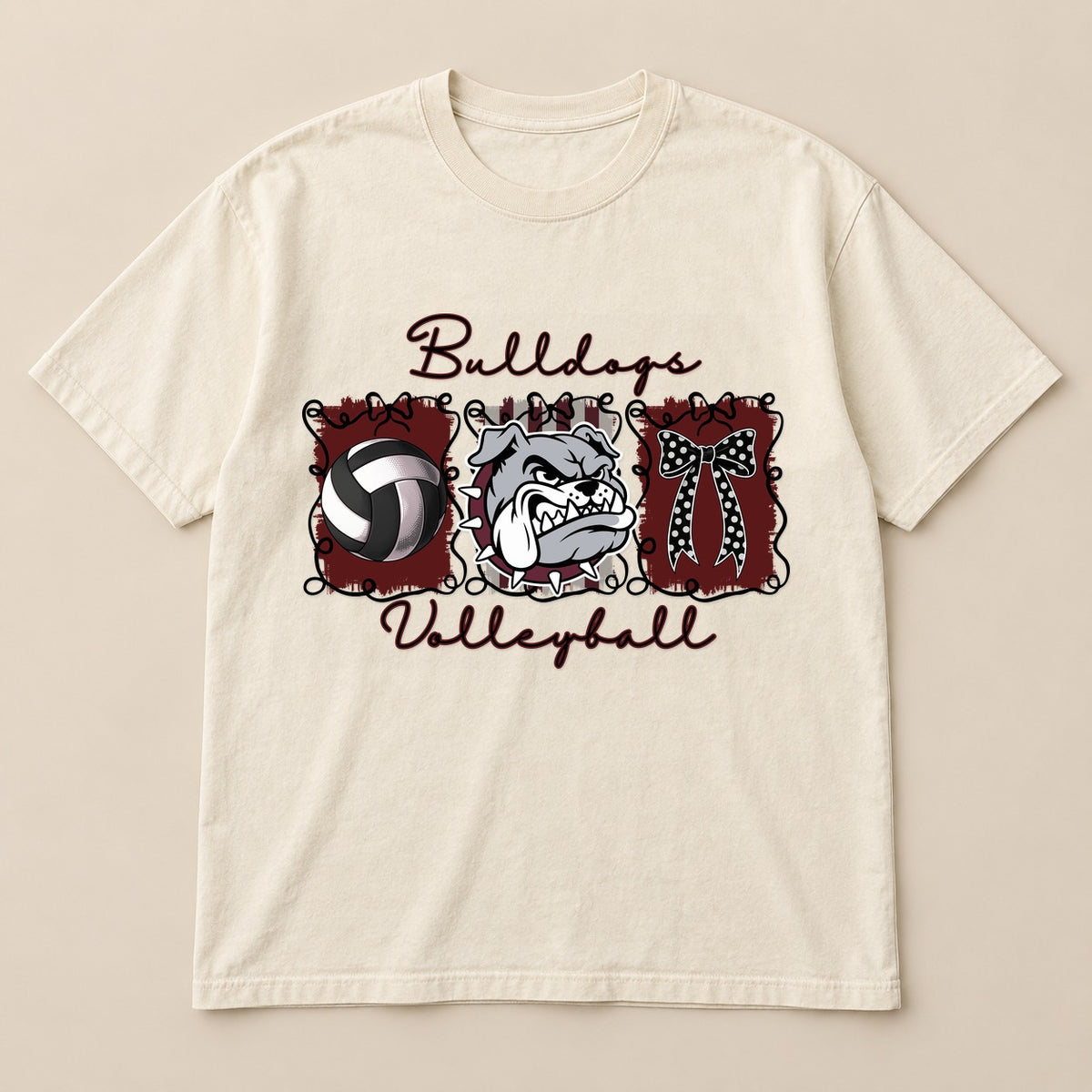 Bulldogs Volleyball Icons Tee on a real Comfort Colors shirt