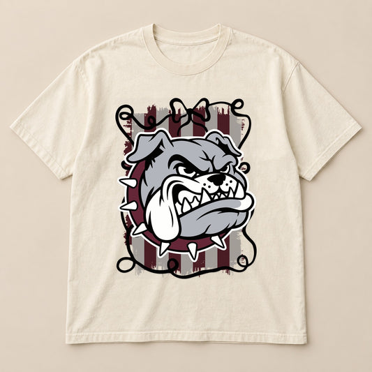Bulldogs Volleyball Pocket Mascot Tee on a real Comfort Colors shirt