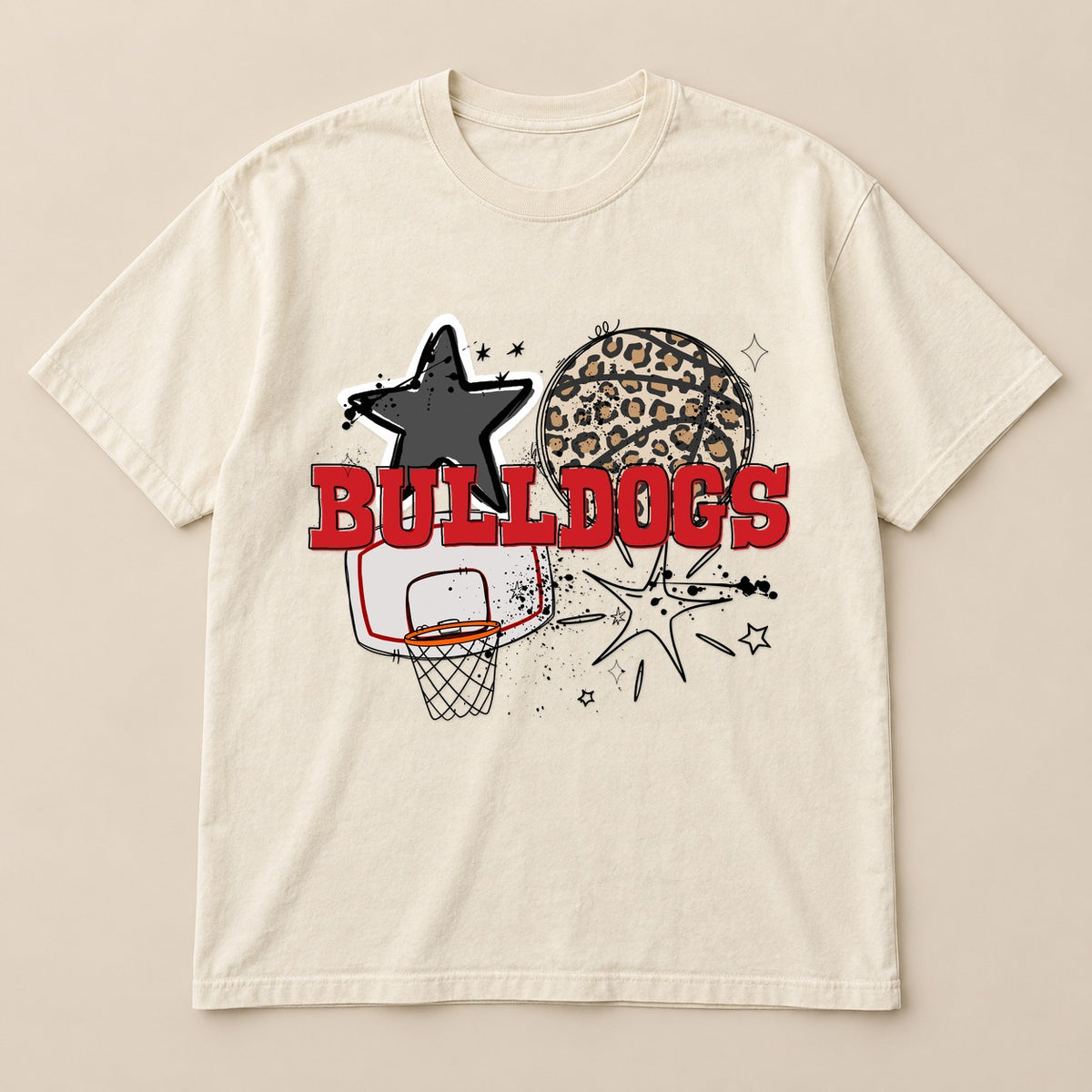 Bulldogs Basketball Doodle Tee on a real Comfort Colors shirt
