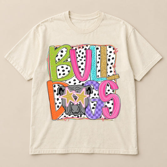 Preppy Bulldogs Tee on a real Comfort Colors shirt