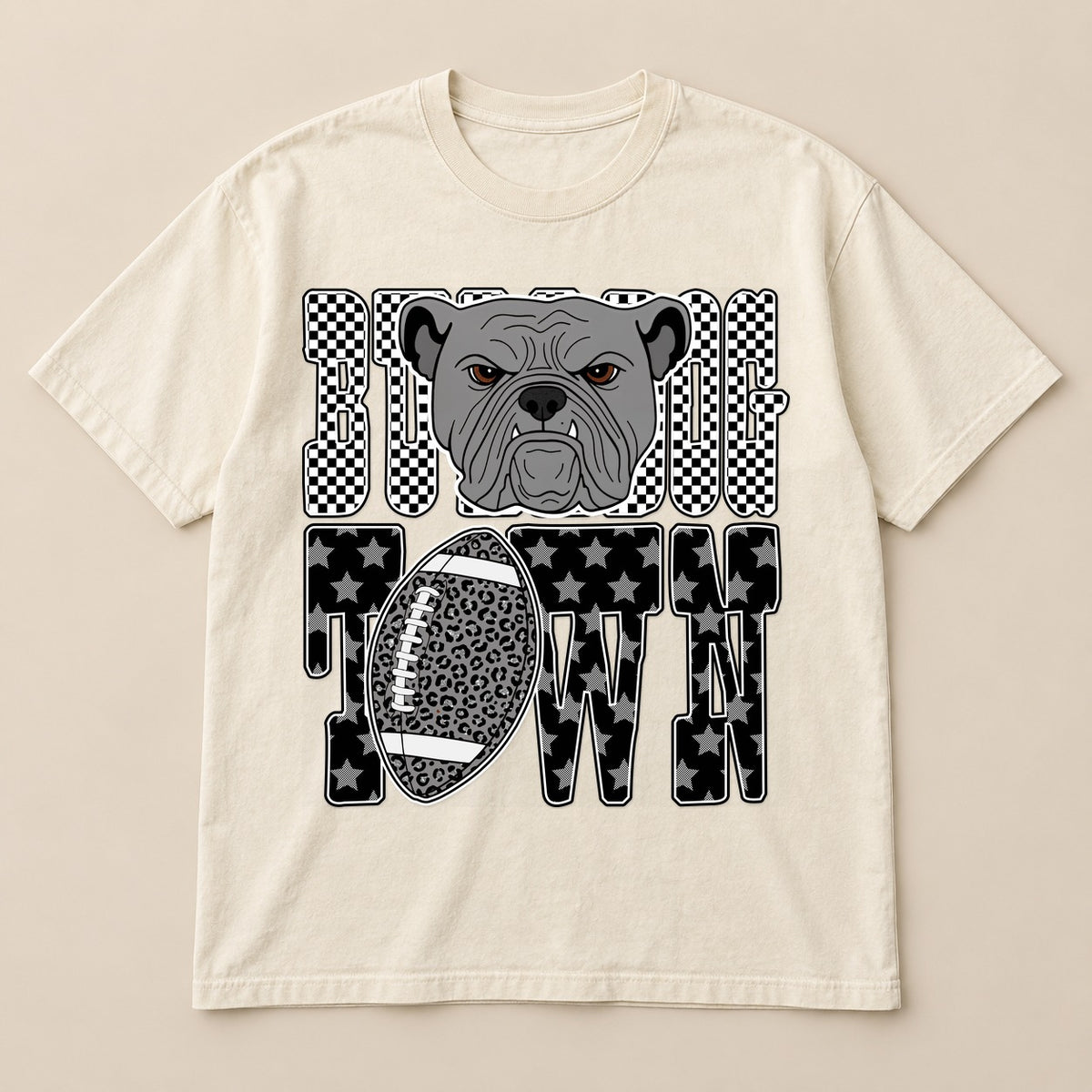 Bulldog Town Tee on a real Comfort Colors shirt