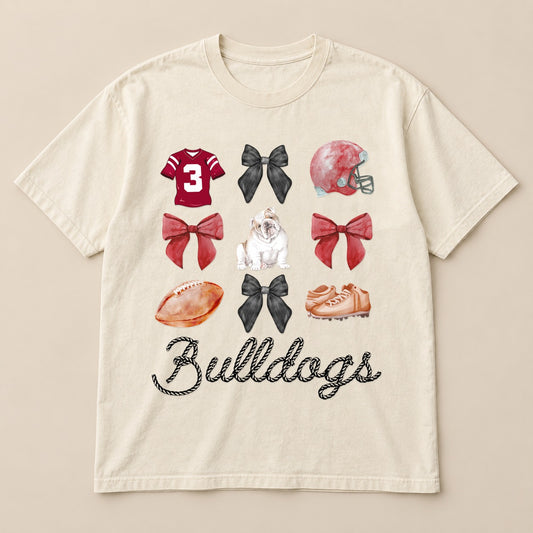 Bulldogs Football Icons Tee on a real Comfort Colors shirt