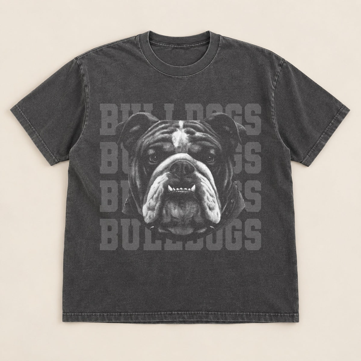 Bulldogs Mascot Halftone Tee on a real Comfort Colors shirt