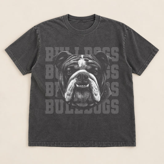 Bulldogs Mascot Halftone Tee on a real Comfort Colors shirt