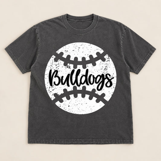 Bulldogs Baseball Tee on a real Comfort Colors shirt