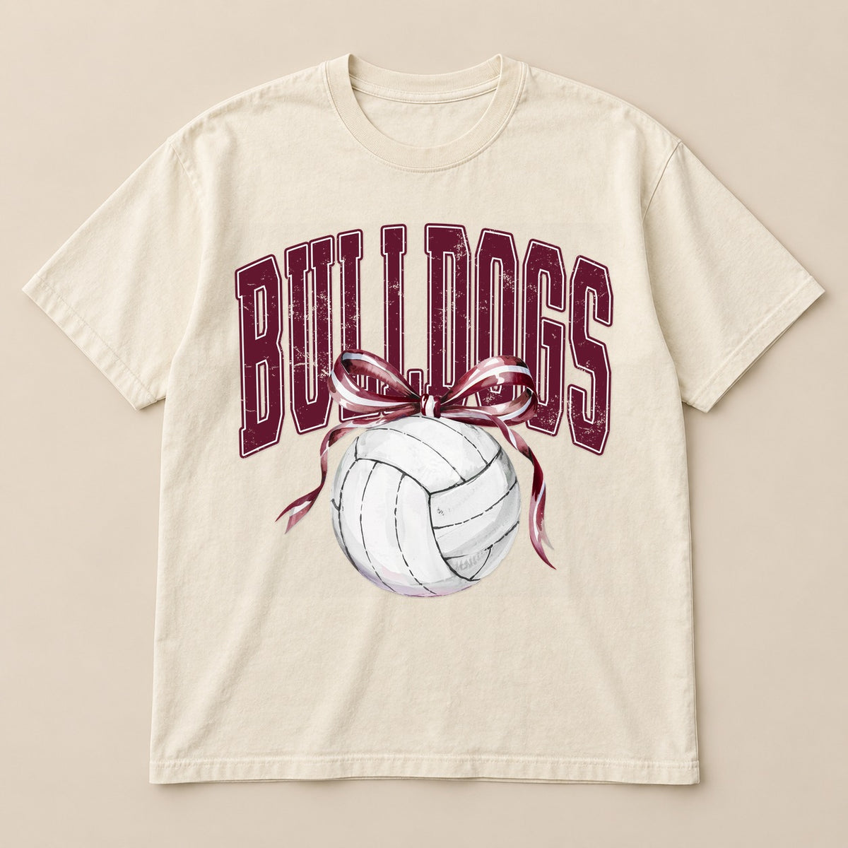 Bulldogs Volleyball Bow Tee on a real Comfort Colors shirt
