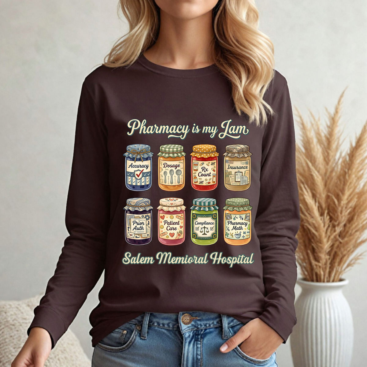 SMDH Pharmacy Is My Jam Long Sleeve T-Shirt – Dark Brown