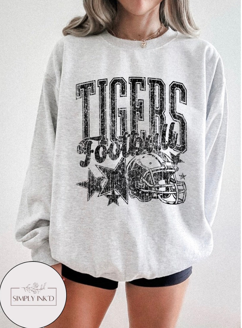 St. James Tigers Vintage Football Crewneck – Ash Grey
