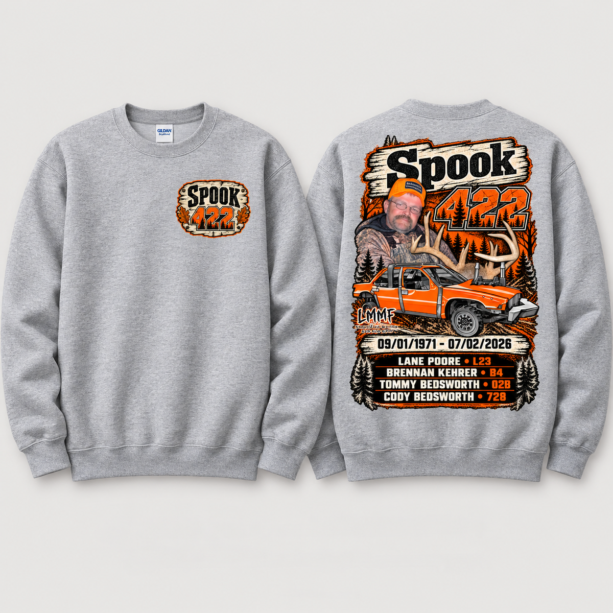 Team Spook 422 Sport Grey Crewneck front and back
