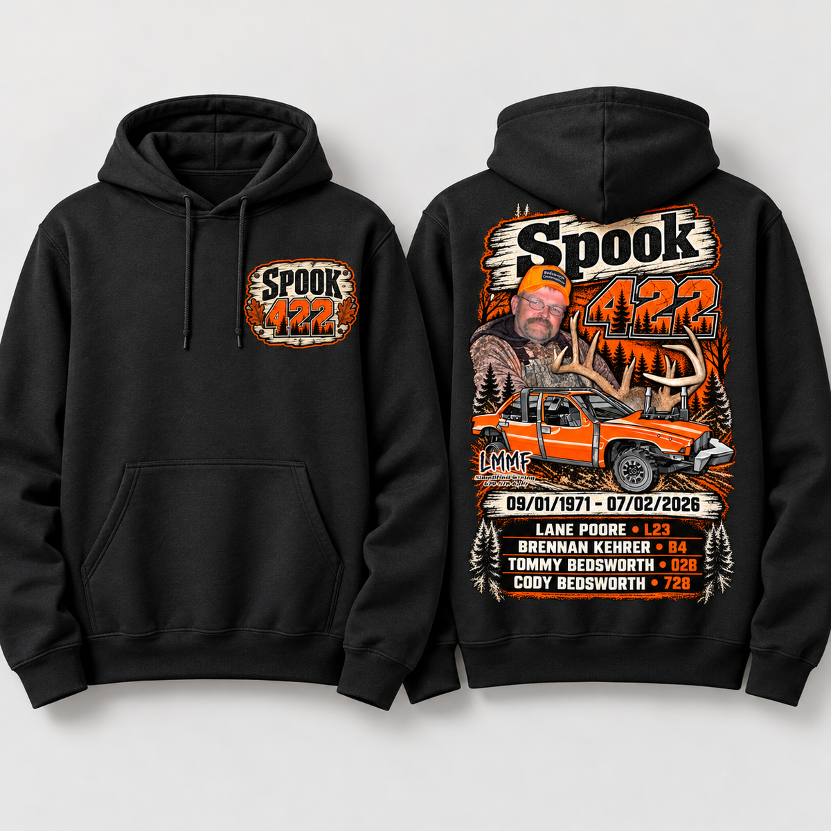 Team Spook 422 Black Hoodie front and back