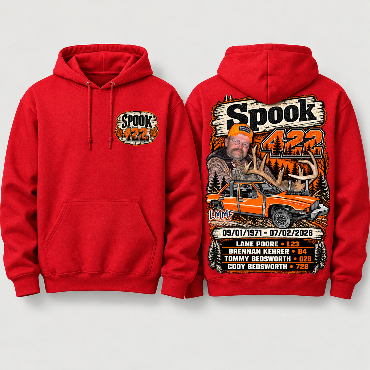 Team Spook 422 Red Hoodie front and back