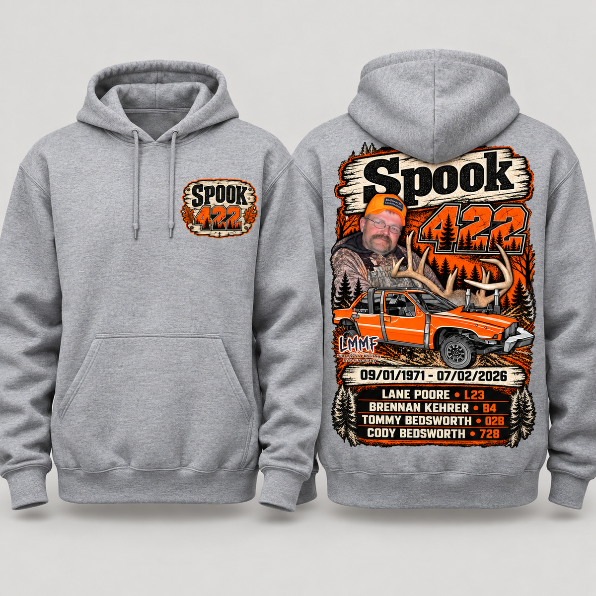 Team Spook 422 Sport Grey Hoodie front and back