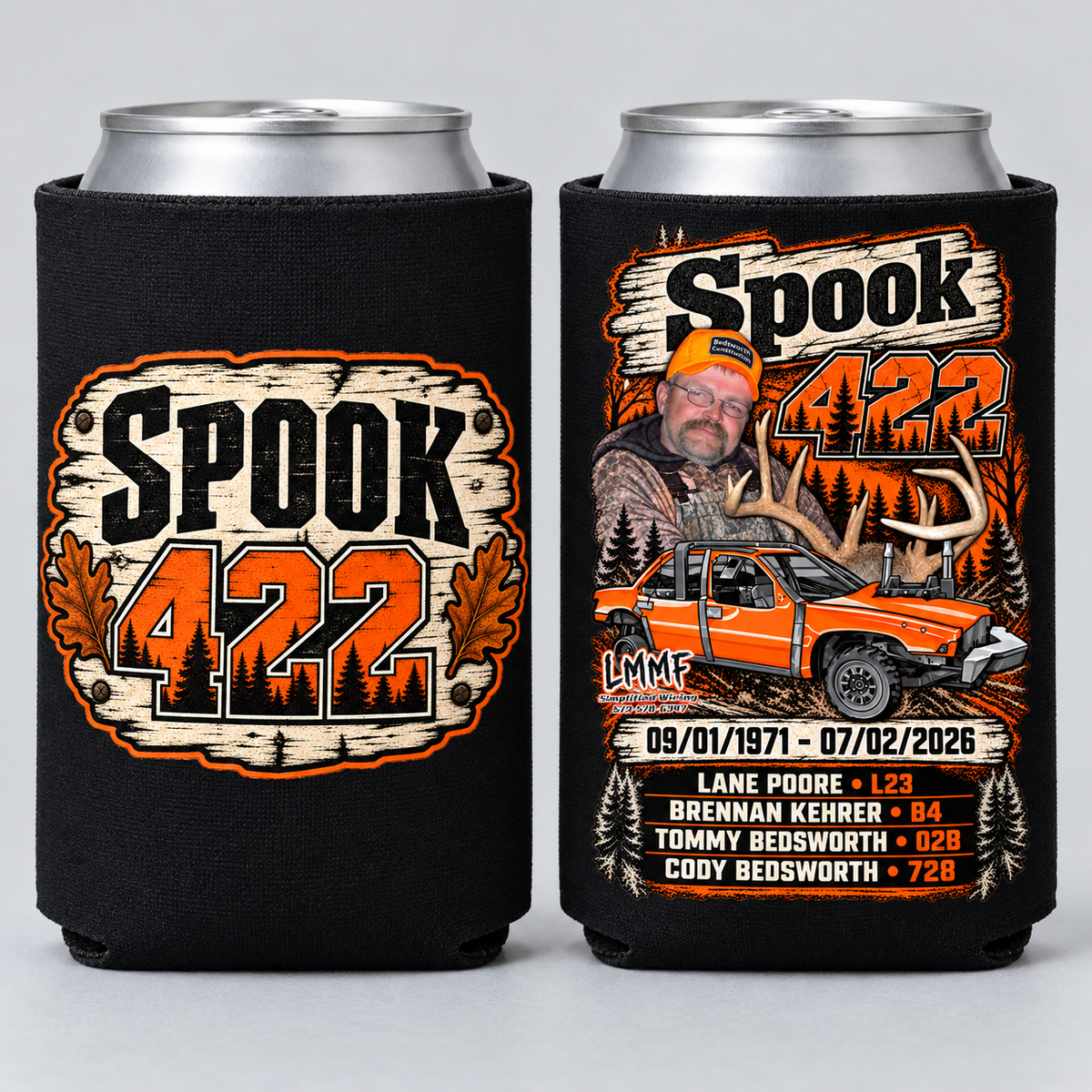 Team Spook 422 Black koozie front and back