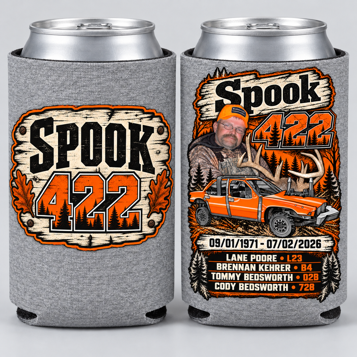 Team Spook 422 Sport Grey koozie front and back