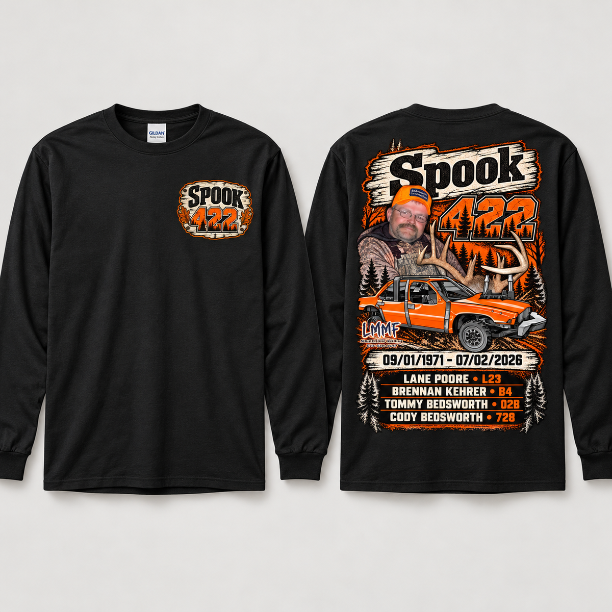 Team Spook 422 Black Long Sleeve front and back