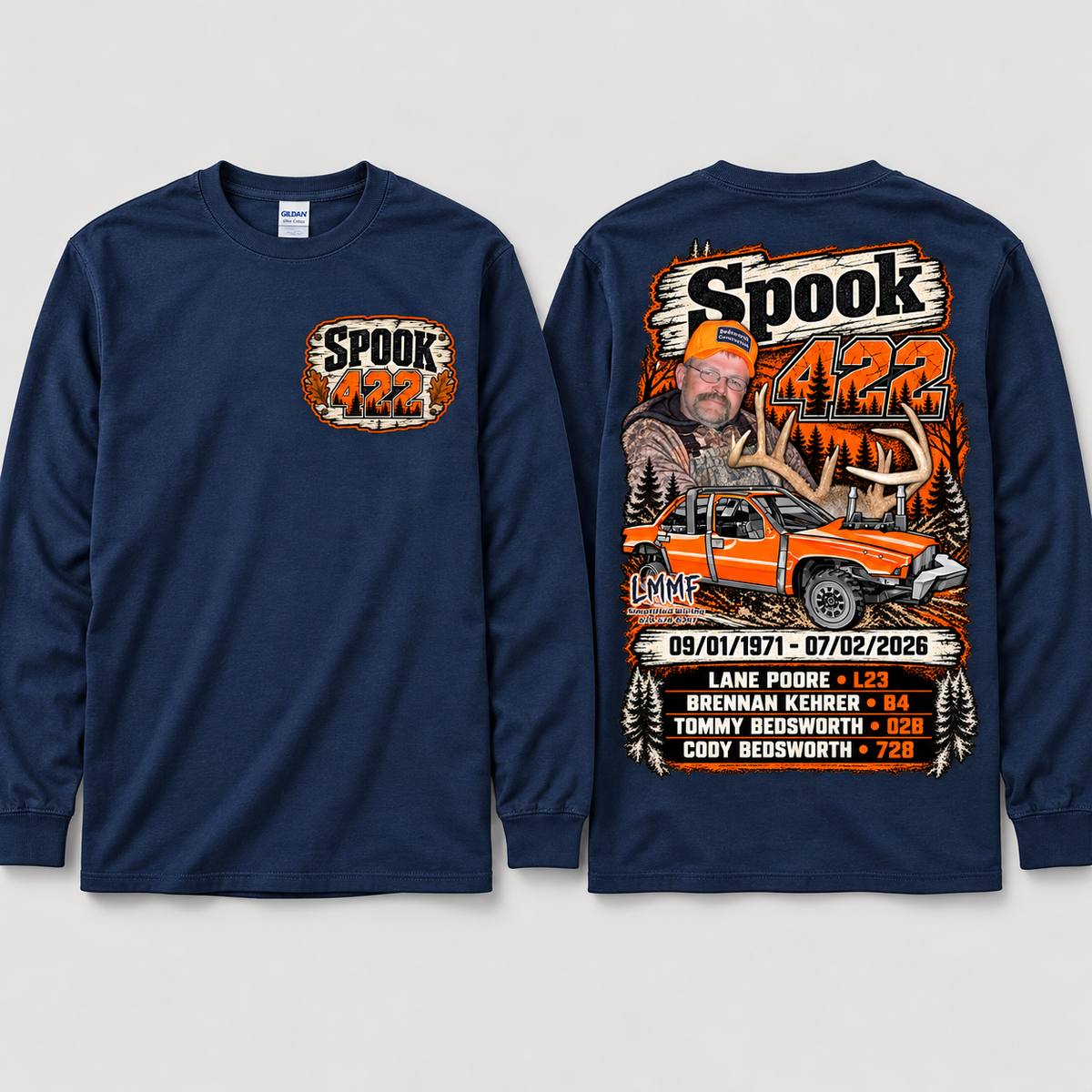 Team Spook 422 Navy Long Sleeve front and back