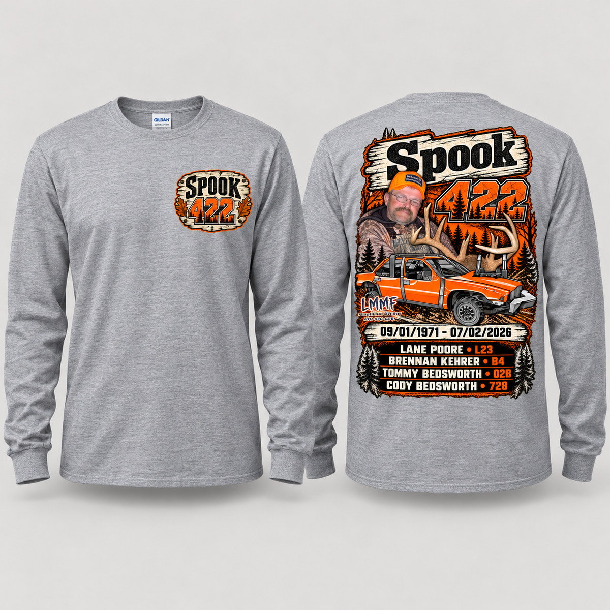 Team Spook 422 Sport Grey Long Sleeve front and back