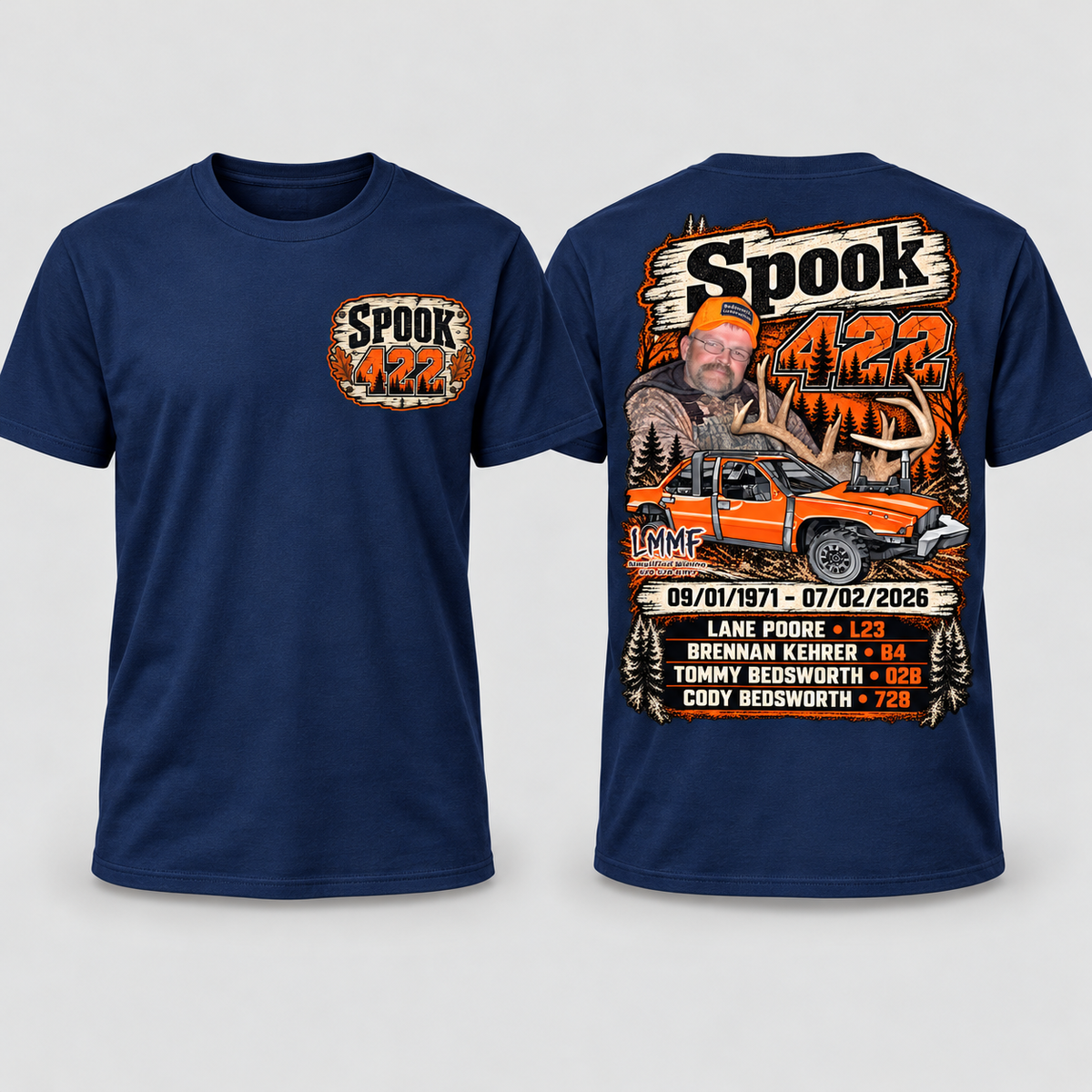 Team Spook 422 Navy T-Shirt front and back