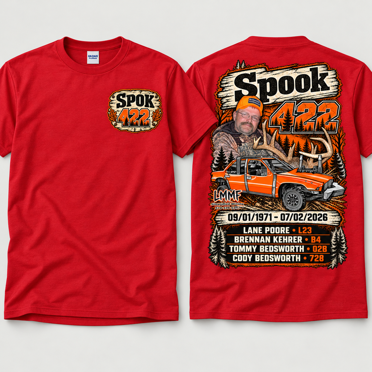 Team Spook 422 Red T-Shirt front and back