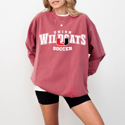 Union Wildcats Soccer Comfort Colors crewneck sweatshirt in Crimson